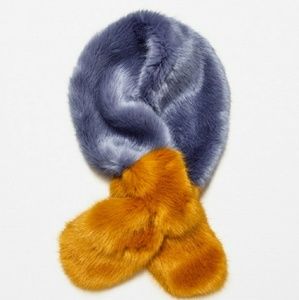 Zara Colorblock Faux Fur Stole Scarf